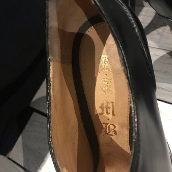 L.A.M.B olive green & black Lace up Stiletto Heels - Picture 3 of 7